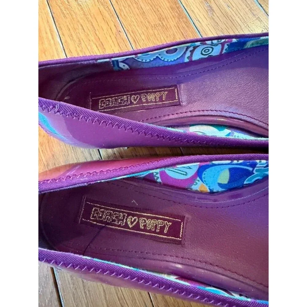 Coach Poppy Caper Violet Patent Leather ballet flats Shoes Sz 8